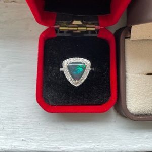 Natural Black Opal Silver Ring